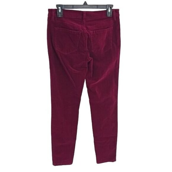 Loft Womens Size 4 Super Skinny Pants Burgundy Stretch Velour Mid Rise - Picture 4 of 7